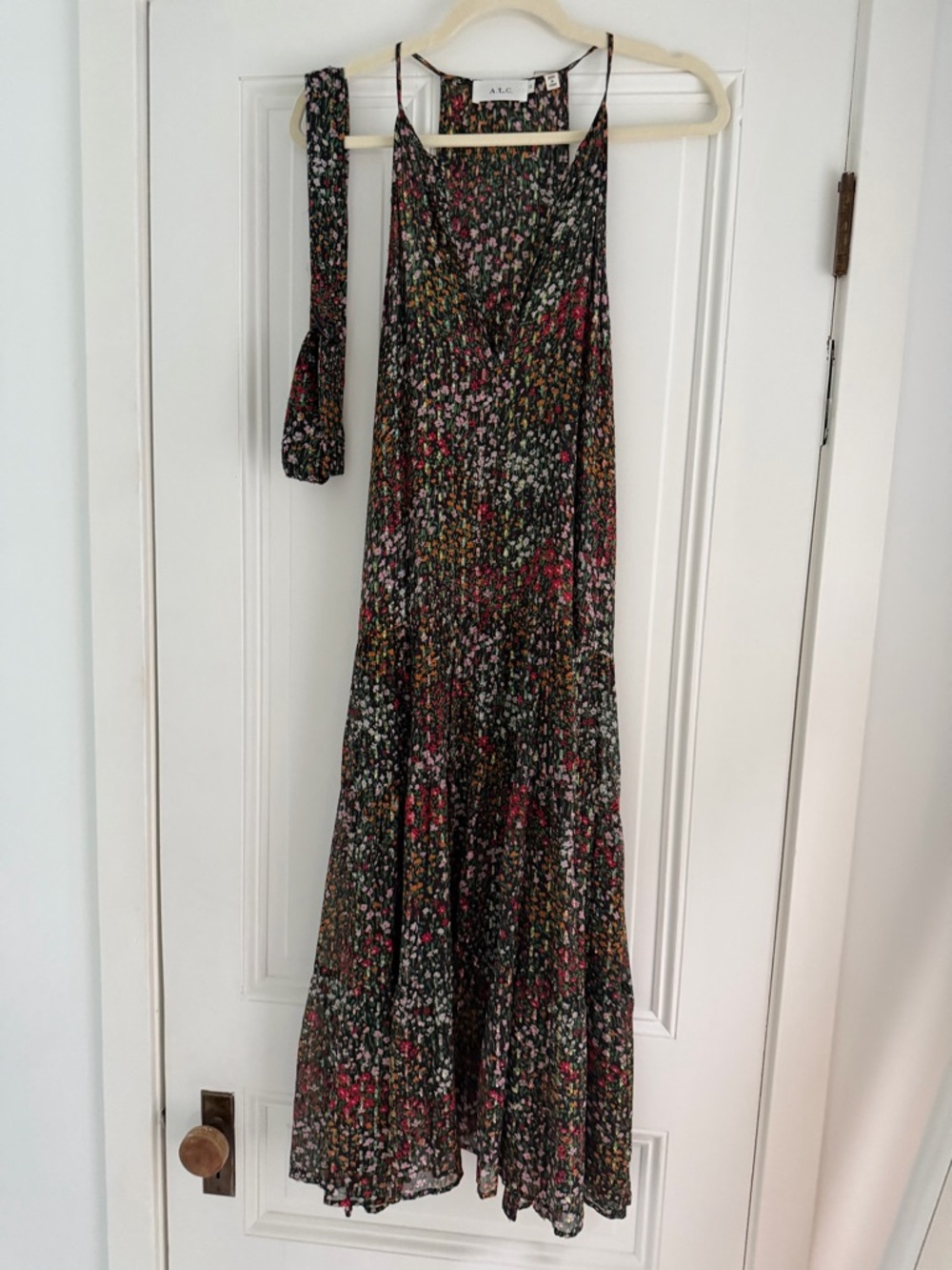 A.L.C. high neck midi belted floral dress